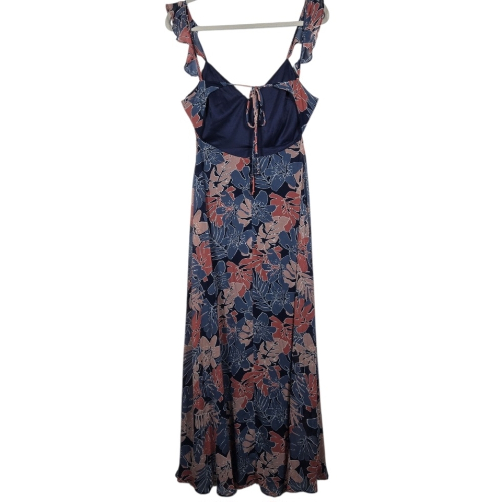 Lulus Fragrant Blooms Navy Blue Pink Tropical Floral Print Maxi Dress Size Small - Picture 9 of 16